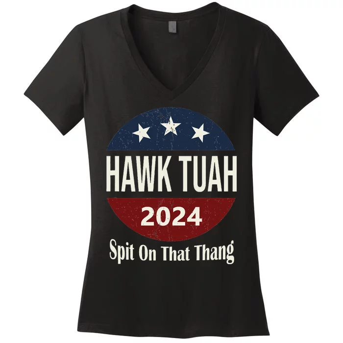 Bold Hawk Tuah Funny Statement Women's V-Neck T-Shirt