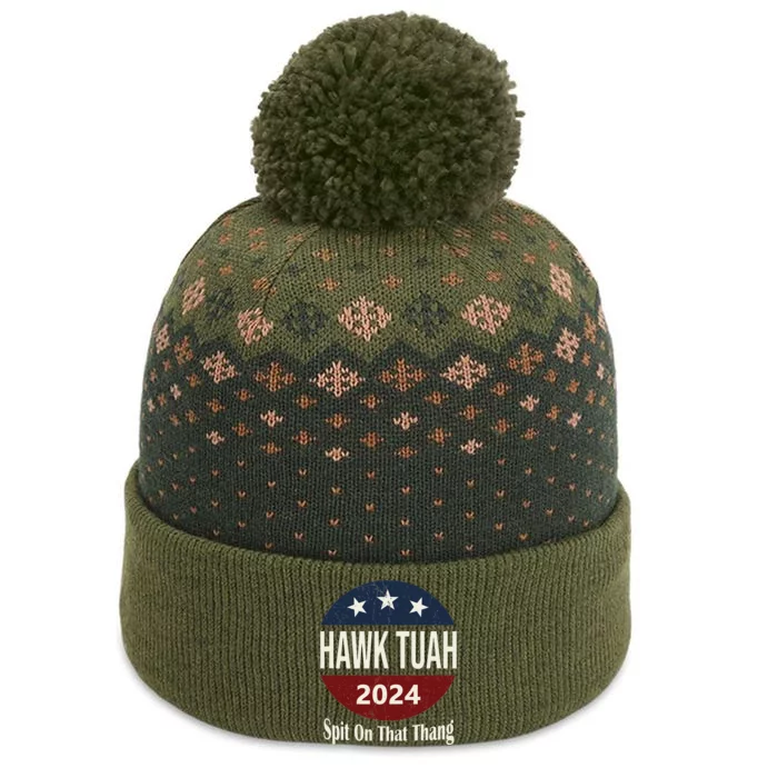 Bold Hawk Tuah Funny Statement The Baniff Cuffed Pom Beanie