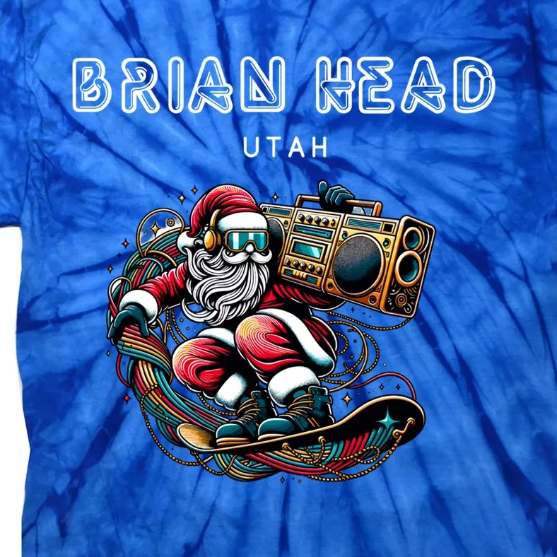 Brian Head Utah Cool Snowboard Christmas Santa Cool Gift Tie-Dye T-Shirt