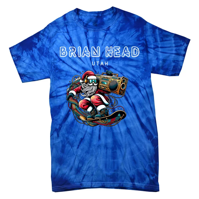 Brian Head Utah Cool Snowboard Christmas Santa Cool Gift Tie-Dye T-Shirt