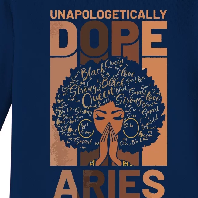 Black History Unapologetically Dope Aries Melanin Horoscope Baby Long Sleeve Bodysuit