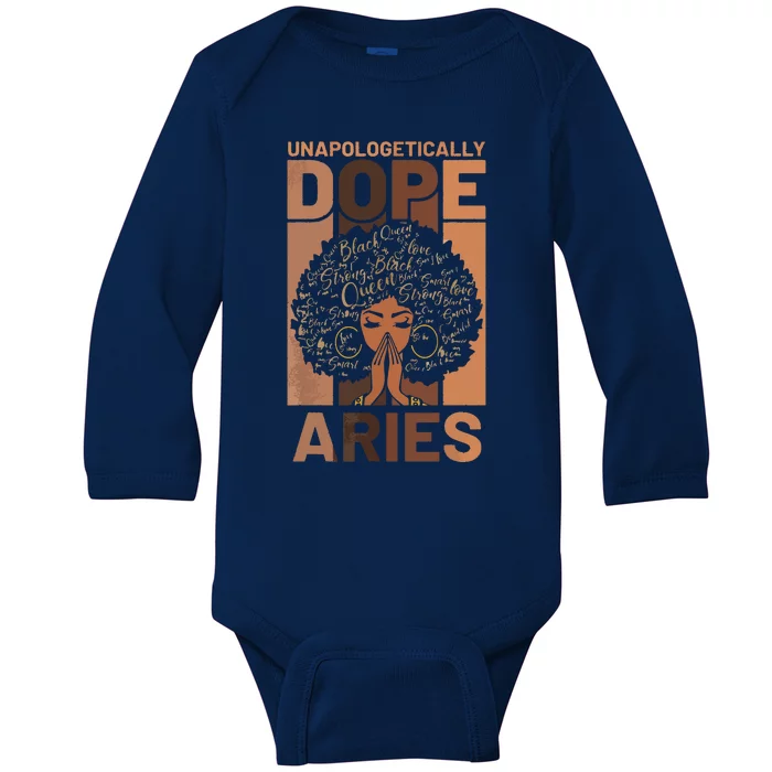 Black History Unapologetically Dope Aries Melanin Horoscope Baby Long Sleeve Bodysuit