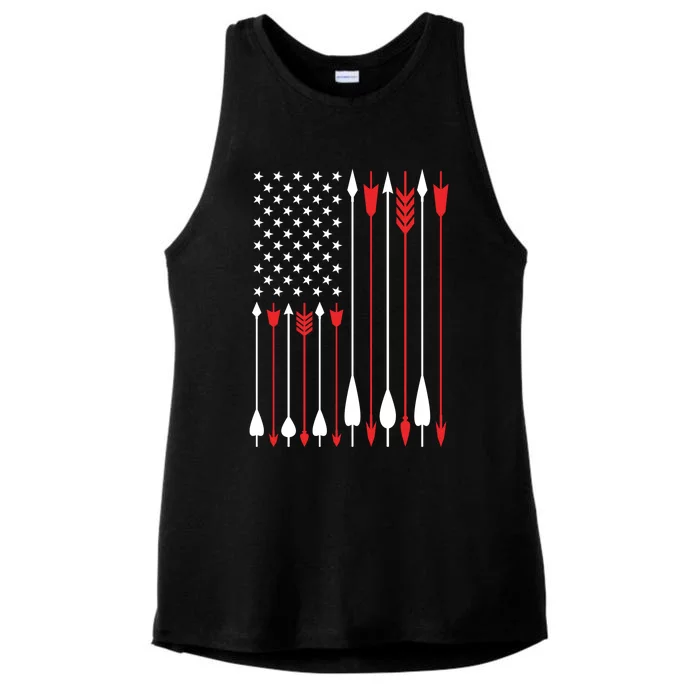 Bow Hunting USA American Flag Archery Hoodie Bow Hunter Ladies Tri-Blend Wicking Tank