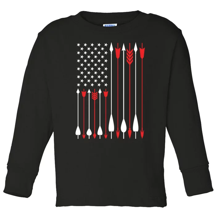 Bow Hunting USA American Flag Archery Hoodie Bow Hunter Toddler Long Sleeve Shirt