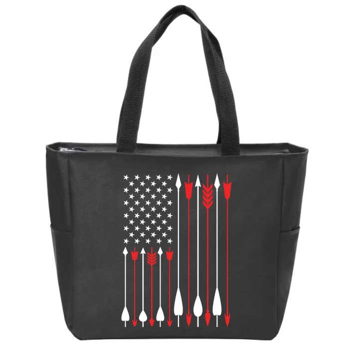 Bow Hunting USA American Flag Archery Hoodie Bow Hunter Zip Tote Bag