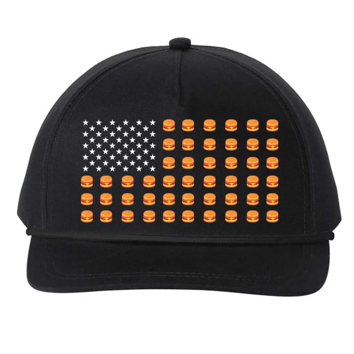 Burger Hamburger Usa American Flag 4th Of July Meaningful Gift Snapback Five-Panel Rope Hat