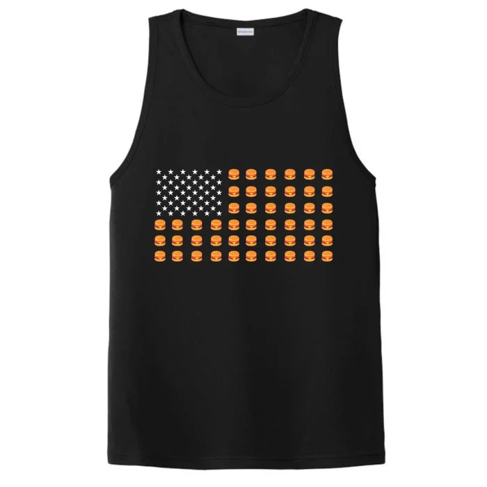 Burger Hamburger Usa American Flag 4th Of July Meaningful Gift Performance Tank