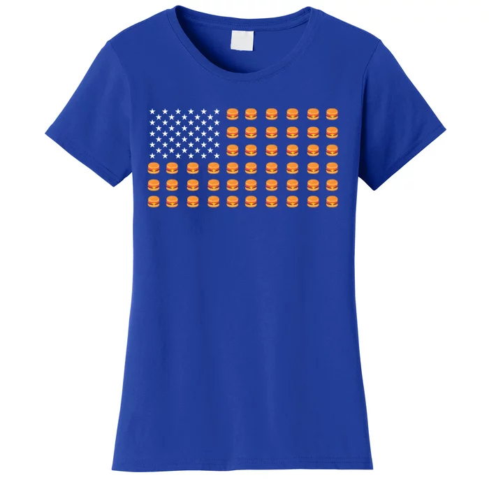 Burger Hamburger Usa American Flag 4th Of July Meaningful Gift Women's T-Shirt