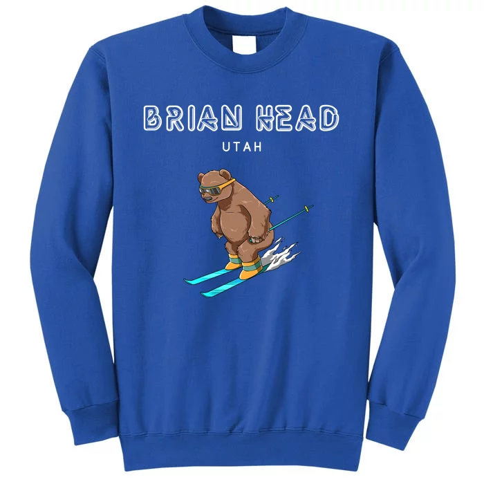 Brian Head Utah Funny Ski Grizzly Bear Funny Gift Tall Sweatshirt