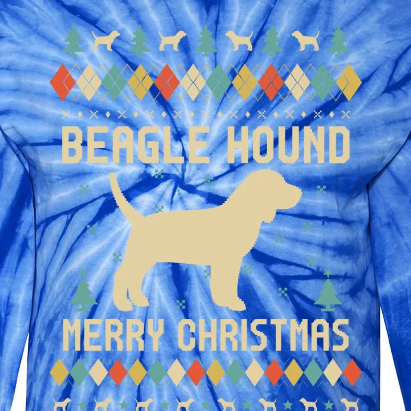 Beagle Hound Ugly Christmas Sweater Vinatge Retro Gift Tie-Dye Long Sleeve Shirt