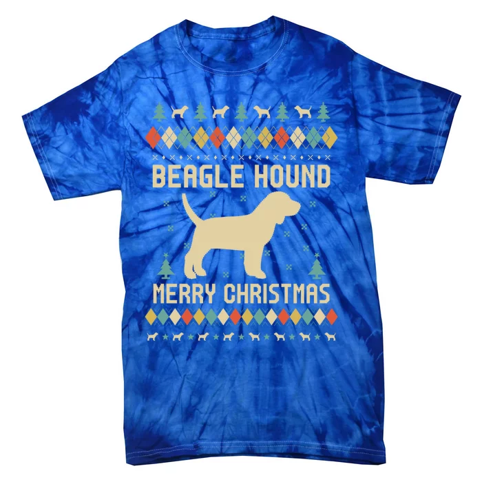 Beagle Hound Ugly Christmas Sweater Vinatge Retro Gift Tie-Dye T-Shirt