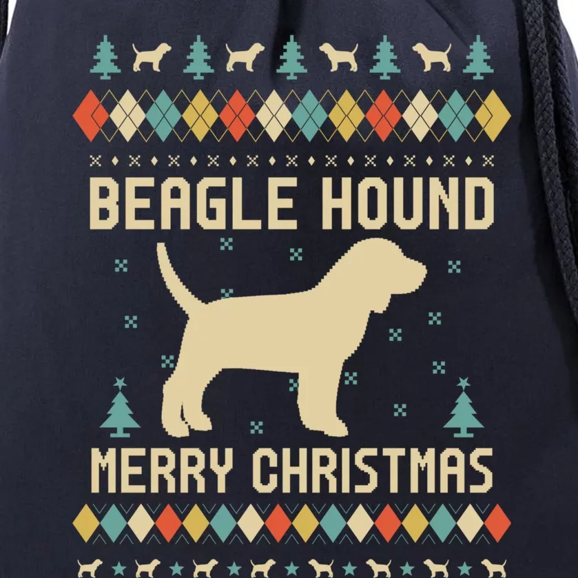 Beagle Hound Ugly Christmas Sweater Vinatge Retro Gift Drawstring Bag