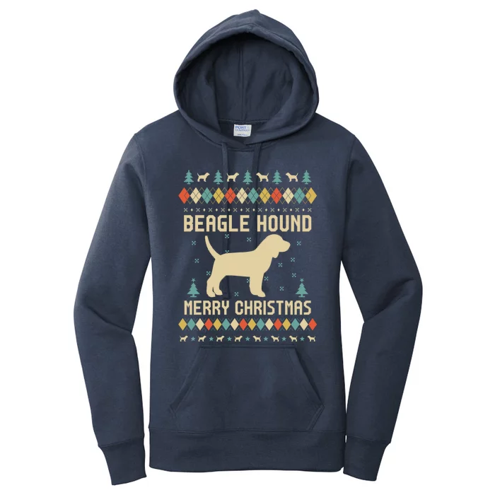 Beagle Hound Ugly Christmas Sweater Vinatge Retro Gift Women's Pullover Hoodie