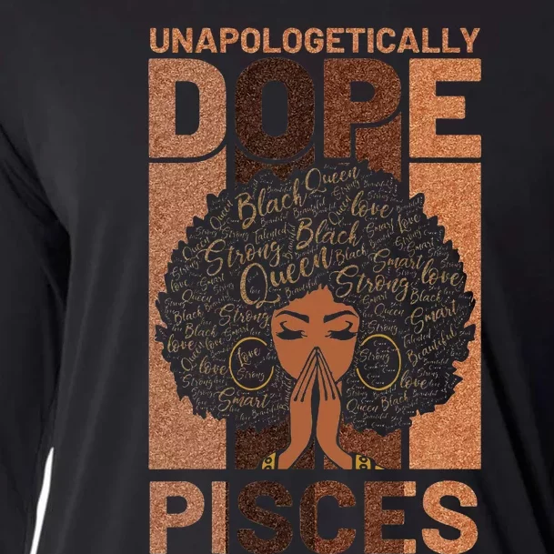 Black History Unapologetically Dope Pisces Melanin Horoscope Cooling Performance Long Sleeve Crew