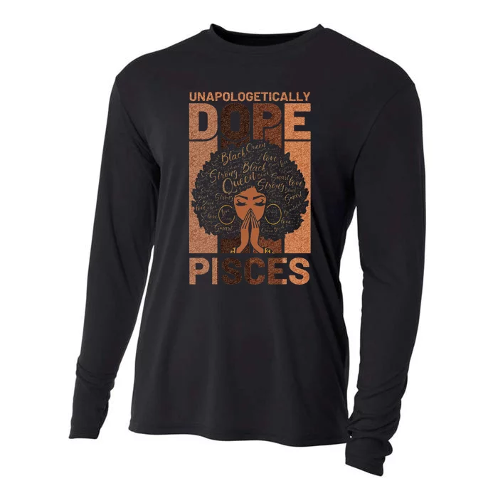 Black History Unapologetically Dope Pisces Melanin Horoscope Cooling Performance Long Sleeve Crew