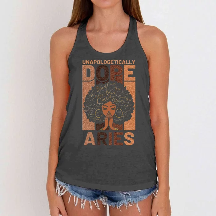 Black History Unapologetically Dope Aries Melanin Horoscope Women's Knotted Racerback Tank