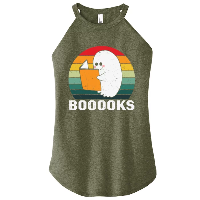 Booooks!Ghost Halloween Vintage Teacher Book Library Reading Gift Women’s Perfect Tri Rocker Tank