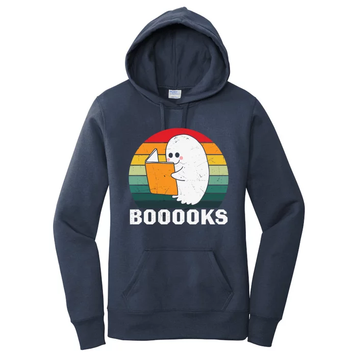 Booooks!Ghost Halloween Vintage Teacher Book Library Reading Gift Women's Pullover Hoodie