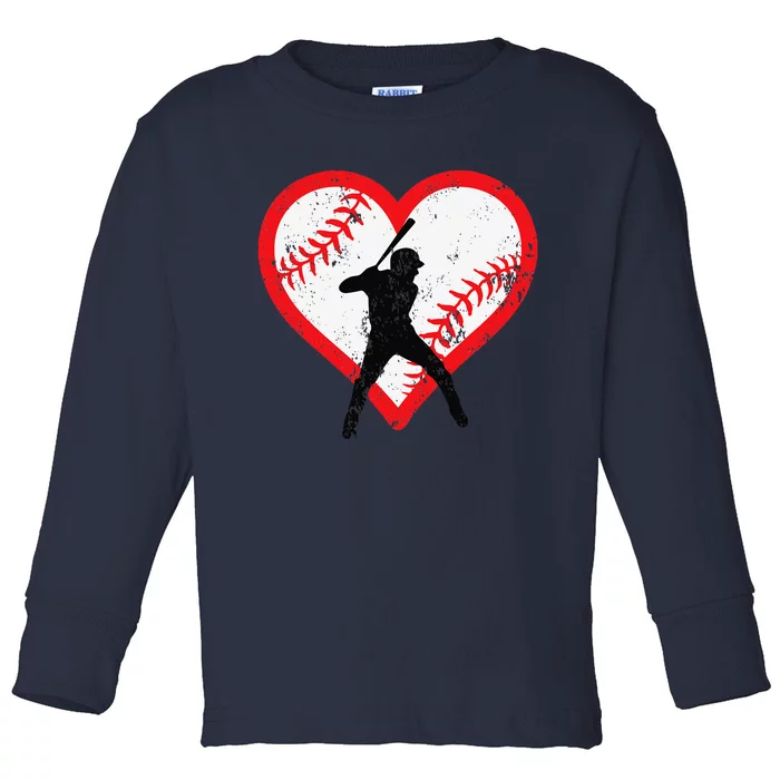 Baseball Heart Valentine's Day Gifts Cutens Toddler Long Sleeve Shirt