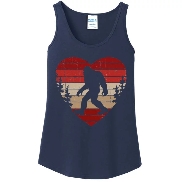 Bigfoot Heart Valentine's Days Love Sasquatch Love Ladies Essential Tank