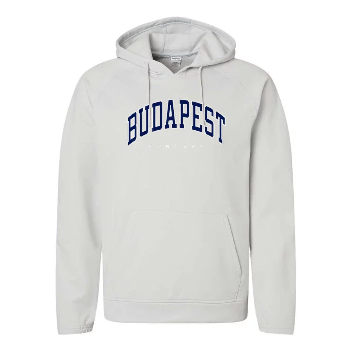 Budapest Hungary Varsity Style Performance Fleece Hoodie