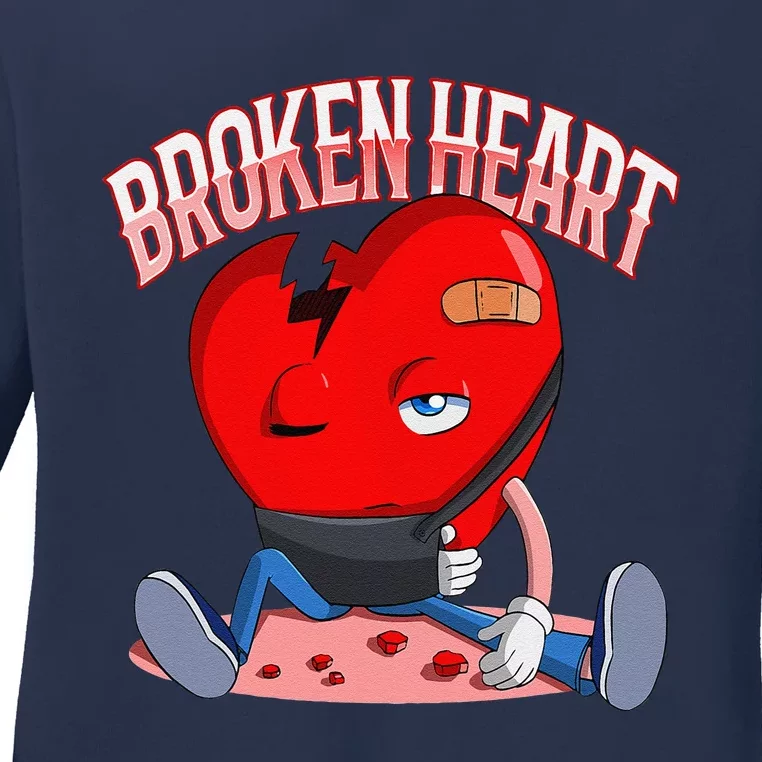 Broken Heart Valentine's Day Love Heartbroken Sad Break Up Ladies Long Sleeve Shirt