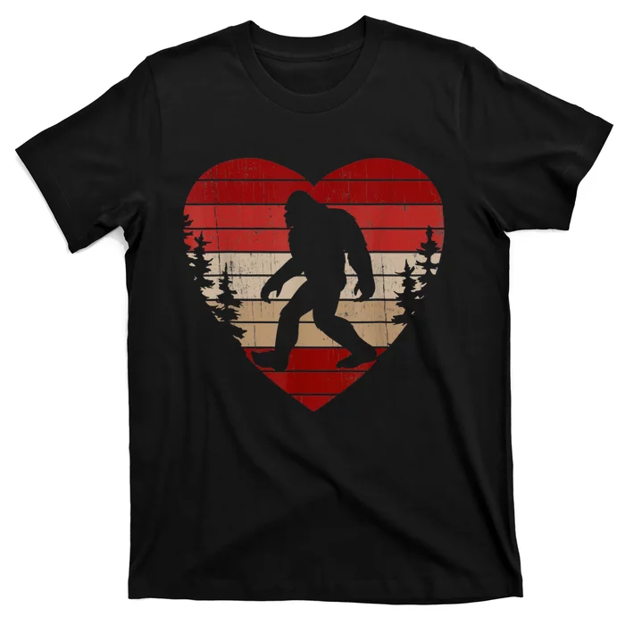 Bigfoot Heart Valentine's Day Kids Love Sasquatch T-Shirt