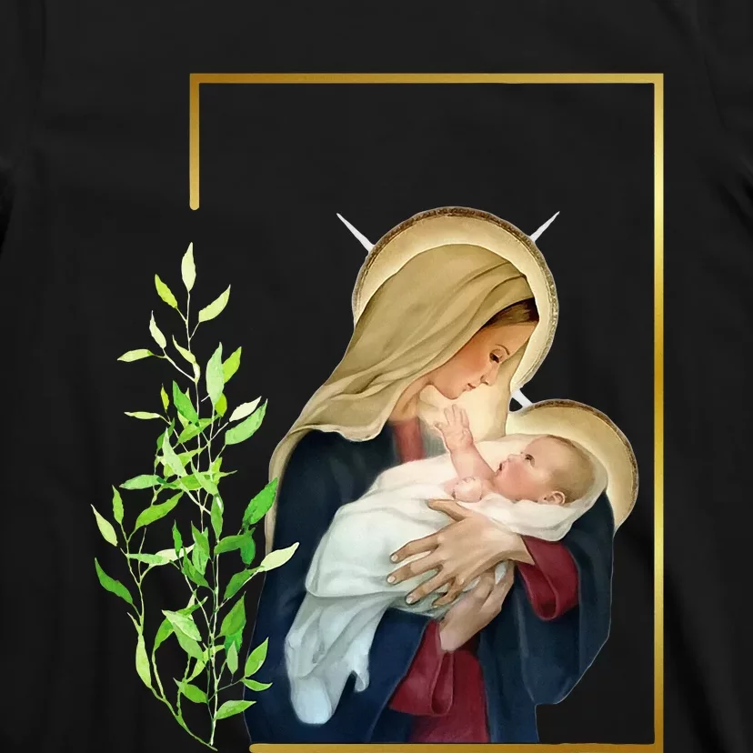 Blessed Holy Virgin Mary With Child Jesus Rosary Catholic T-Shirt