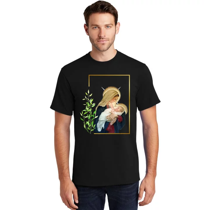 Blessed Holy Virgin Mary With Child Jesus Rosary Catholic Tall T-Shirt