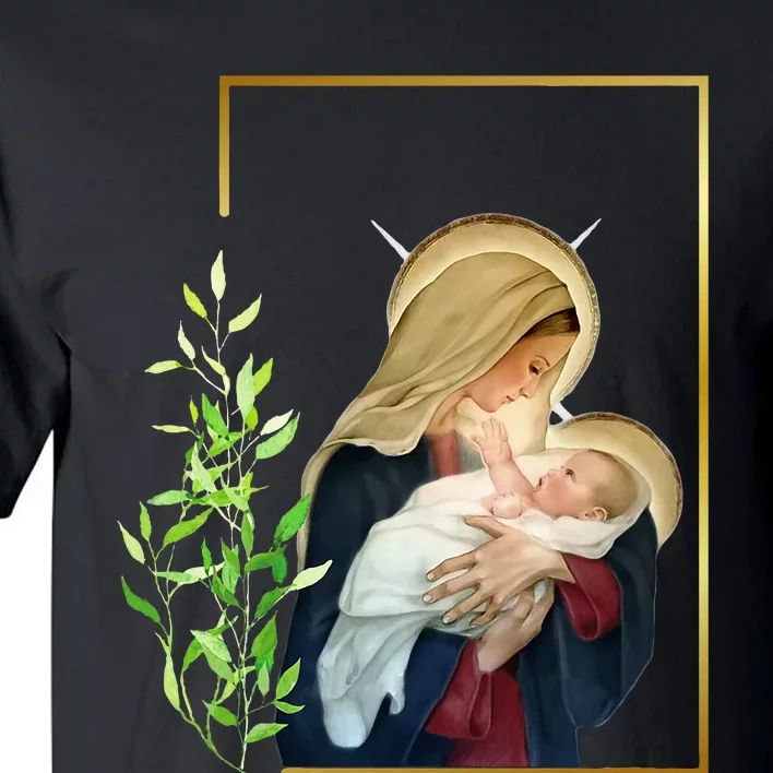 Blessed Holy Virgin Mary With Child Jesus Rosary Catholic Tall T-Shirt