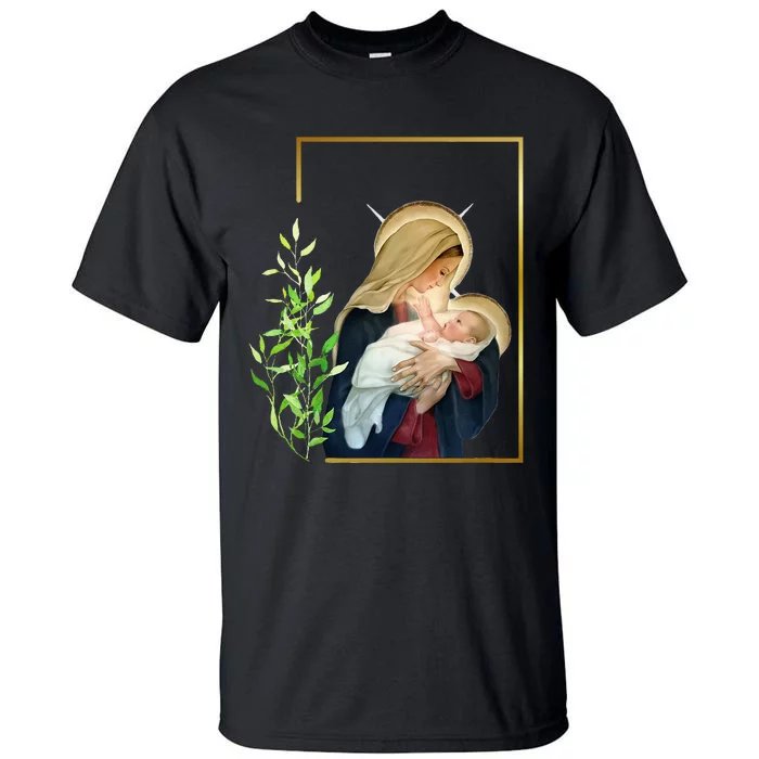 Blessed Holy Virgin Mary With Child Jesus Rosary Catholic Tall T-Shirt