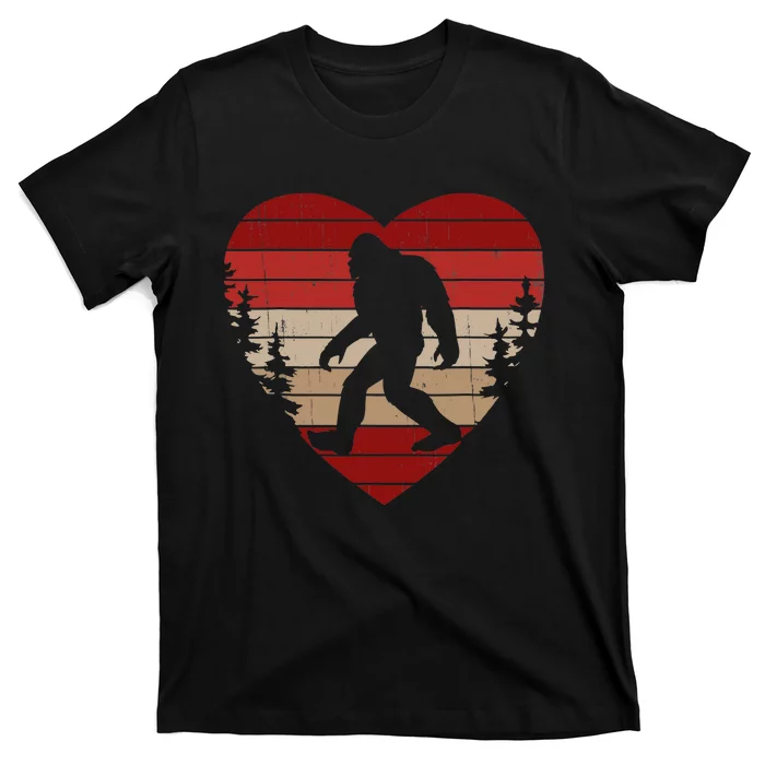 Bigfoot Heart Valentine's Day Love Sasquatch T-Shirt