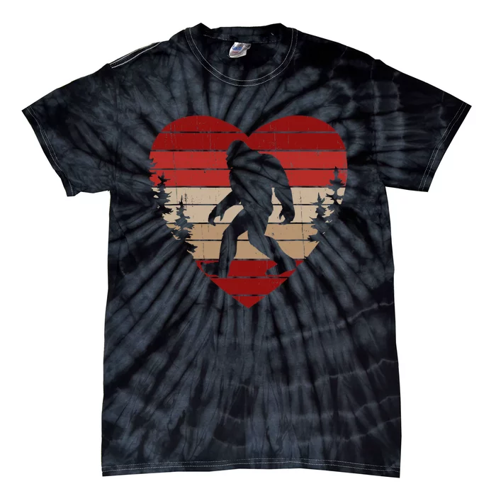 Bigfoot Heart Valentine's Day Love Sasquatch Tie-Dye T-Shirt