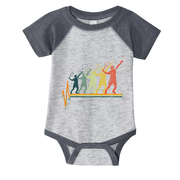 Badminton Heartbeat Vintage Retro Gift Infant Baby Jersey Bodysuit