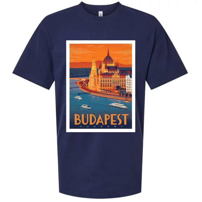 Budapest Hungary Vintage Stockholm Travel Advertising Print Sueded Cloud Jersey T-Shirt