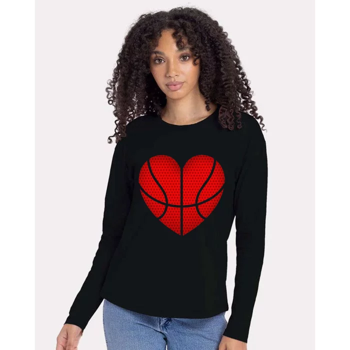 Basketball Heart Valentines Day Fors Sports Womens Cotton Relaxed Long Sleeve T-Shirt