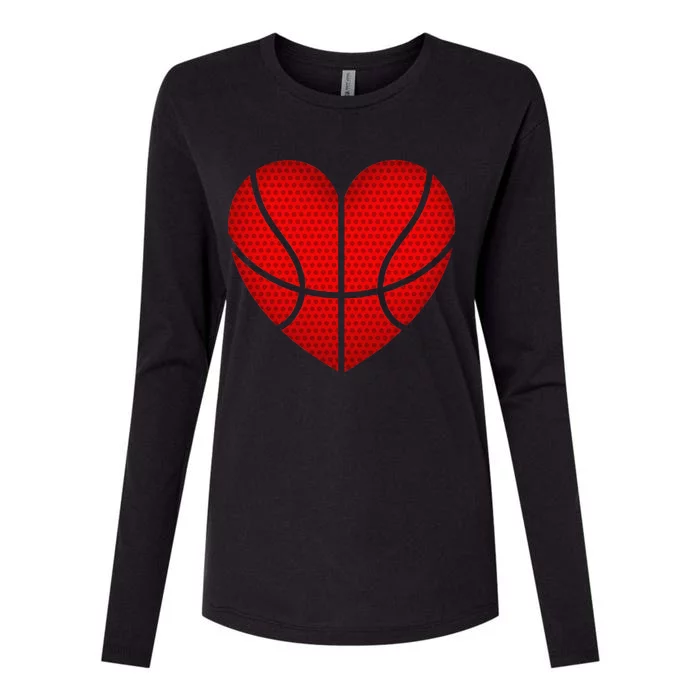 Basketball Heart Valentines Day Fors Sports Womens Cotton Relaxed Long Sleeve T-Shirt