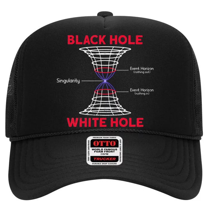 Black Hole - White Hole - Astrophysics Space Astronomy High Crown Mesh Trucker Hat