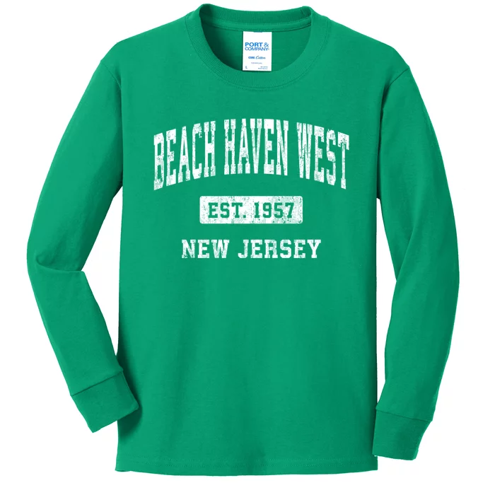 Beach Haven West New Jersey Nj Vintage Athletic Sports Kids Long Sleeve Shirt