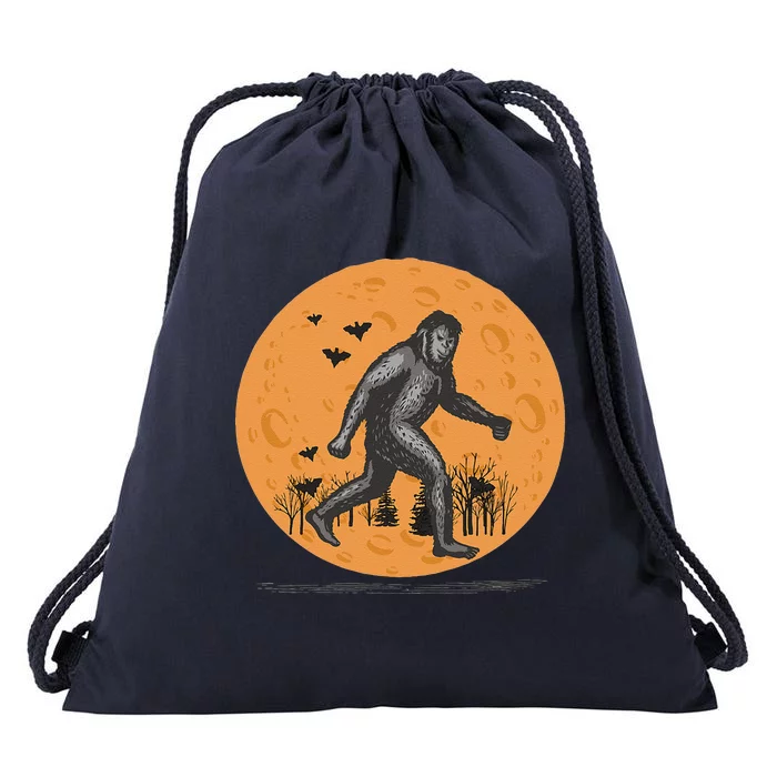 Bigfoot Halloween With Moon Drawstring Bag