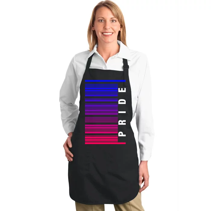 Bi Pride Barcode Bisexual Full-Length Apron With Pocket