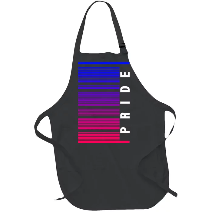 Bi Pride Barcode Bisexual Full-Length Apron With Pocket