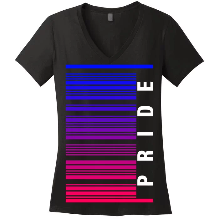 Bi Pride Barcode Bisexual Women's V-Neck T-Shirt