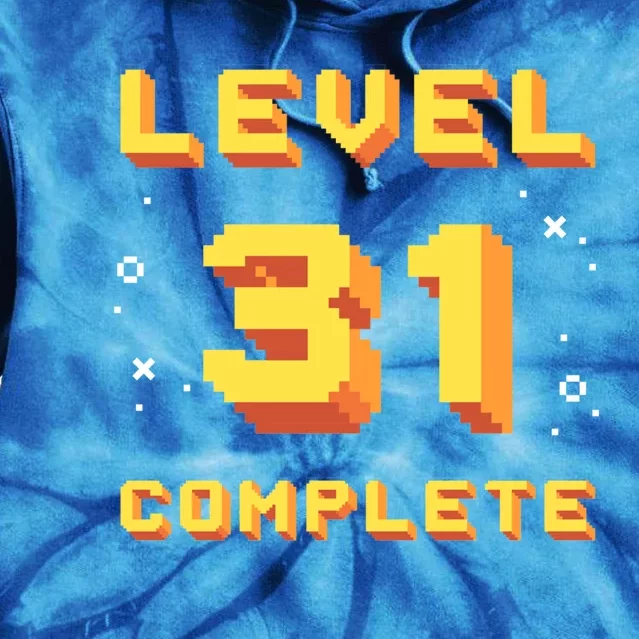 Born In 1990 Level 31 Complete 31th Birthday Retro Gaming Gift Tie Dye Hoodie