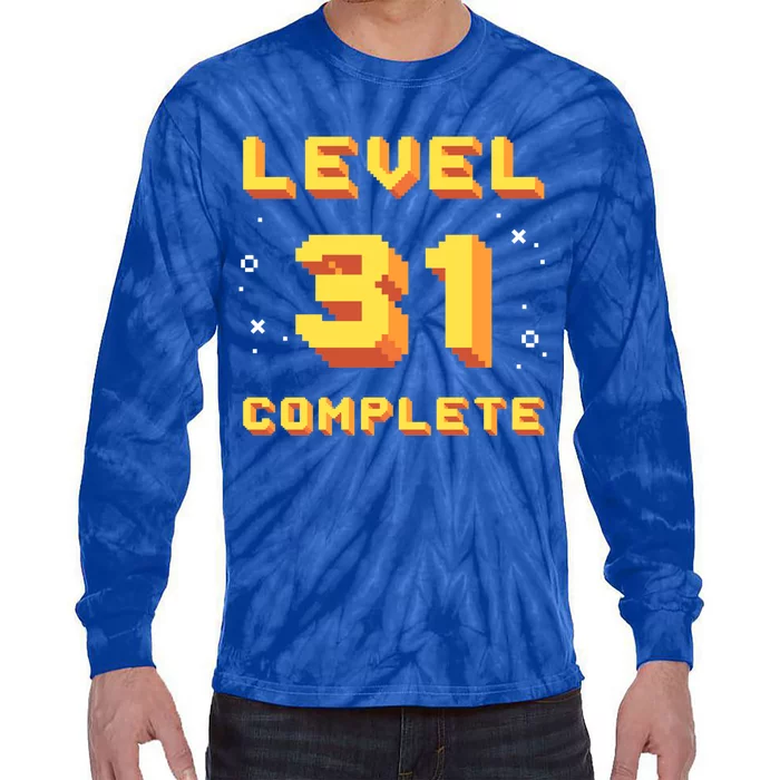 Born In 1990 Level 31 Complete 31th Birthday Retro Gaming Gift Tie-Dye Long Sleeve Shirt