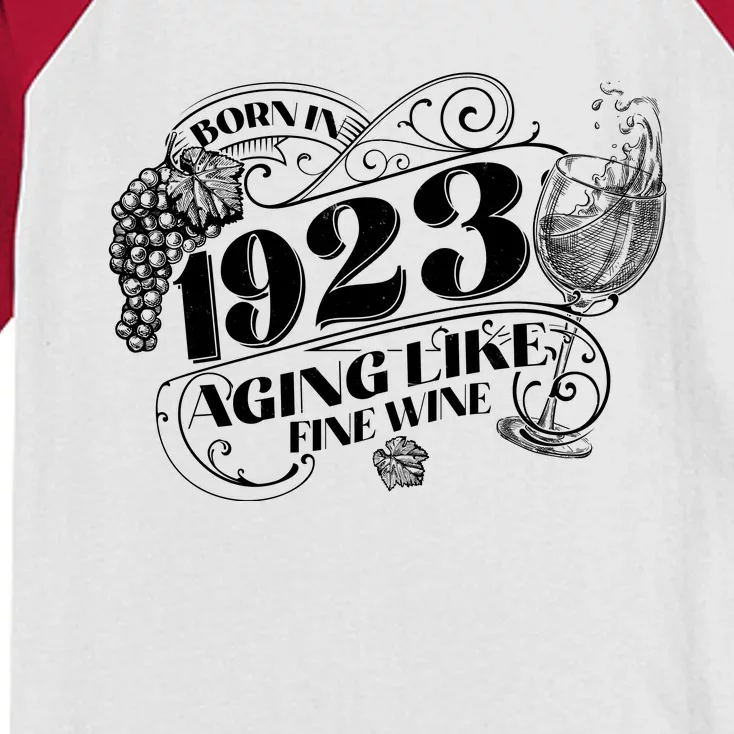 Born In 1923 100th Birthday Aging Like Fine Wine Kids Colorblock Raglan Jersey