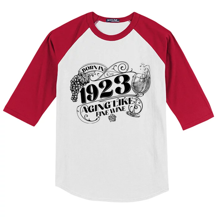 Born In 1923 100th Birthday Aging Like Fine Wine Kids Colorblock Raglan Jersey