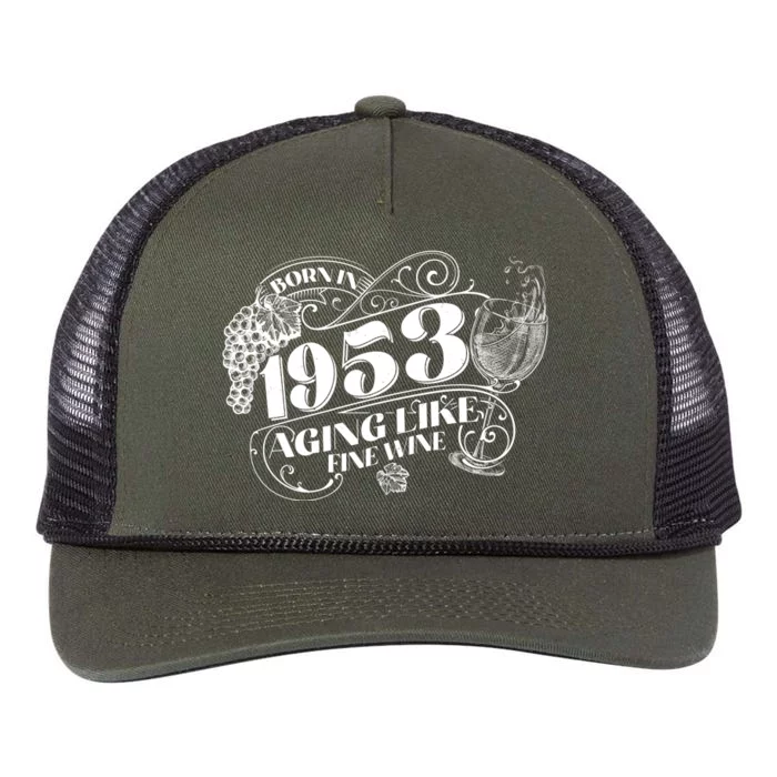 Born In 1953 70th Birthday Aging Like Fine Wine Retro Rope Trucker Hat Cap