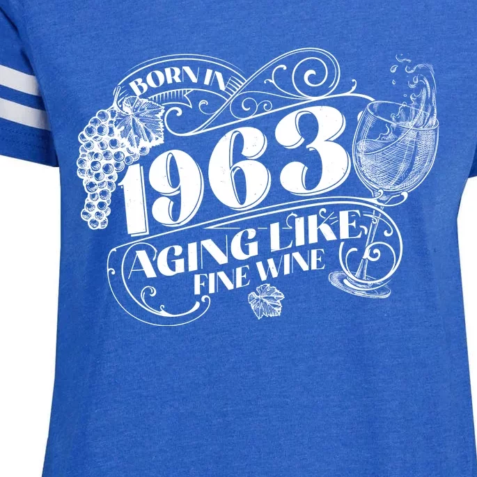 Born In 1963 60th Birthday Aging Like Fine Wine Enza Ladies Jersey Football T-Shirt