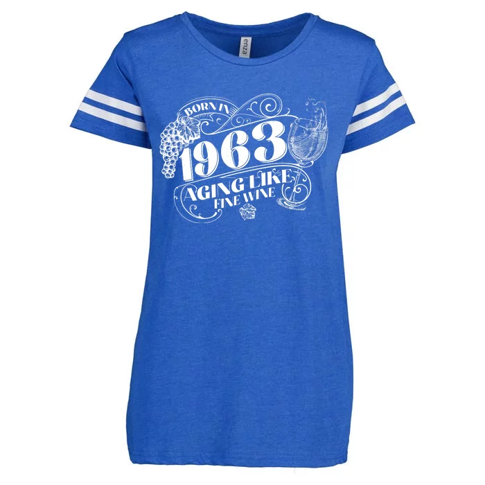 Born In 1963 60th Birthday Aging Like Fine Wine Enza Ladies Jersey Football T-Shirt